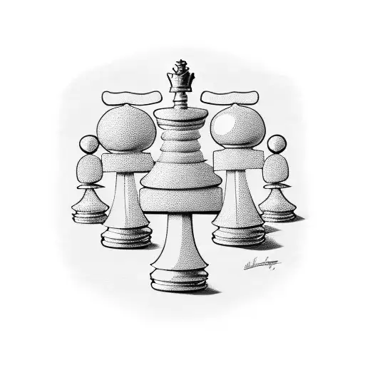 stylized chess board, "we do what we choose" tattoo design idea