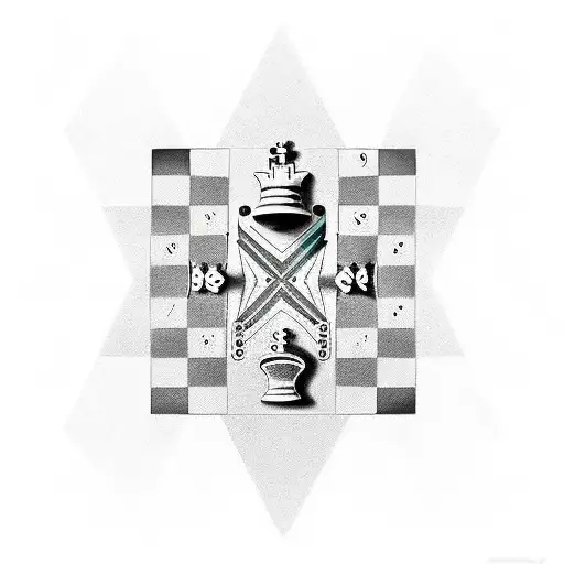 stylized chess board, "we do what we choose" tattoo design idea