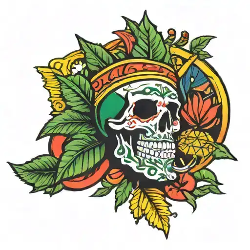 Jamaican themed upper arm tattoo tattoo design idea