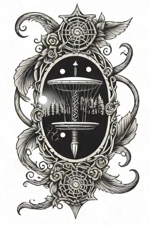 A disc golf basket tattoo design idea