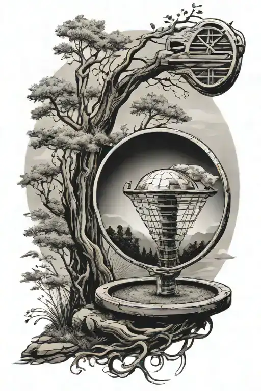 A disc golf basket tattoo design idea