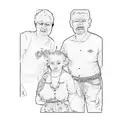 a family posing for a picture tattoo design idea