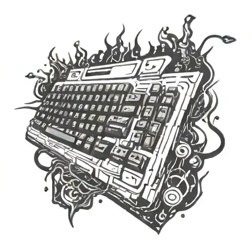 Gaming Keyboard destroying tattoo design idea