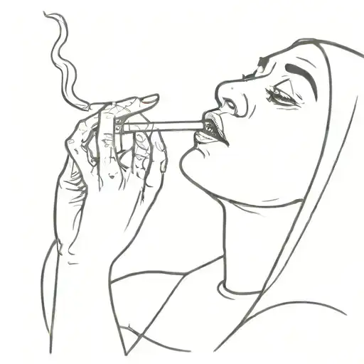 a nun smoking cigarette tattoo design idea