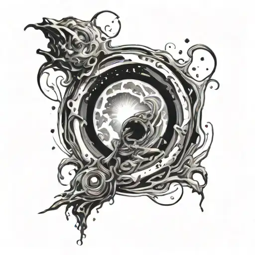 Space black hole sucking another man tattoo design idea