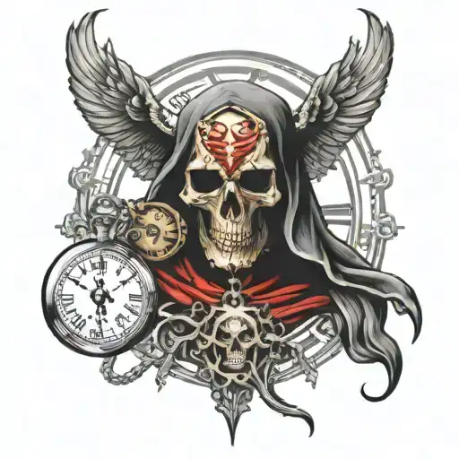 death azrael time tattoo design idea
