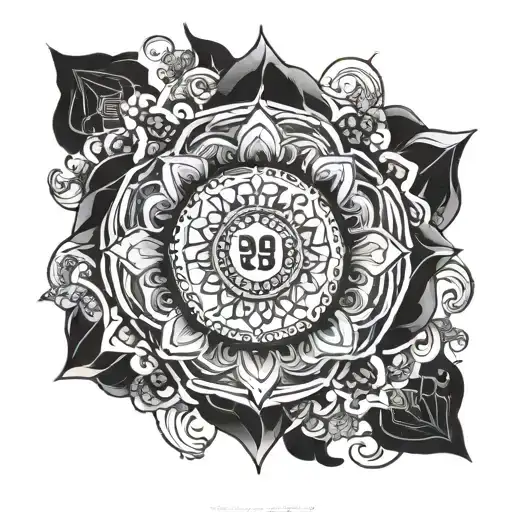 An intricate mandala incorporating the date 09.09.2019 in Roman numerals, representing the birth of your daughter Era tattoo design idea