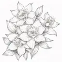 daffodil and water lily flowers tattoo design idea