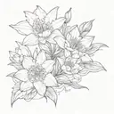 daffodil and water lily flowers tattoo design idea