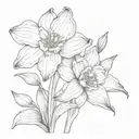 daffodil and water lily flowers tattoo design idea