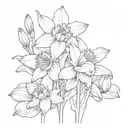 daffodil and water lily flowers tattoo design idea