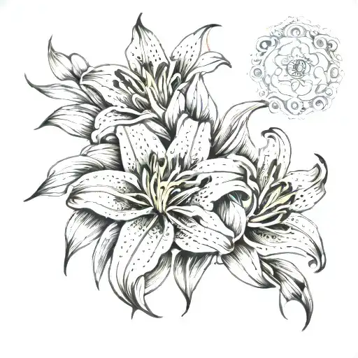 tiger lily flower memorial for mom tattoo design idea