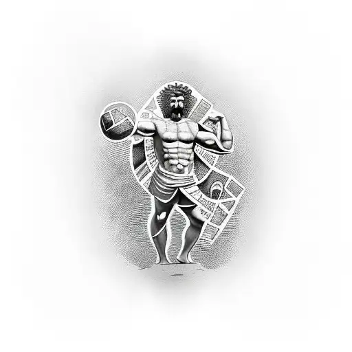 Atlas Greek Character holding up the world tattoo design idea
