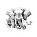 777, elephant face, eye, patience, gratitude, god tattoo design idea