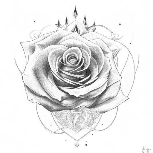 rose and fire tattoo design idea