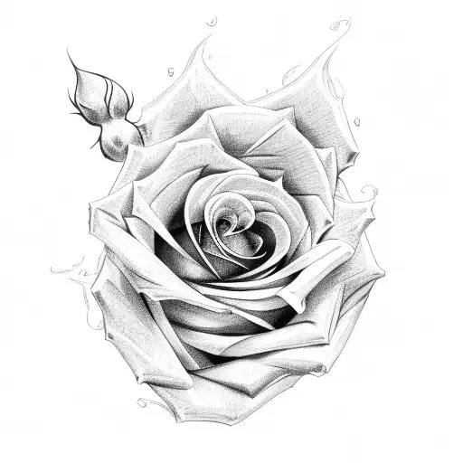 rose with fire tattoo design idea