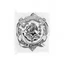 Letter tattoo with the words "Herrera" and "Dominguez" with the Mexican Flag tattoo design idea