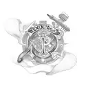 Letter tattoo with the words "Herrera" and "Dominguez" with the Mexican Flag tattoo design idea