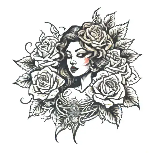 queen of roses and shadows  tattoo design idea