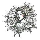 queen of roses and shadows  tattoo design idea