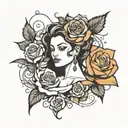 queen of roses and shadows  tattoo design idea