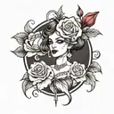 queen of roses and shadows  tattoo design idea