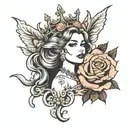 queen of roses and shadows  tattoo design idea