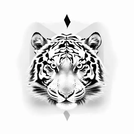 A black-grey tattoo showcasing a white tiger formed with abstract artist strokes tattoo design idea
