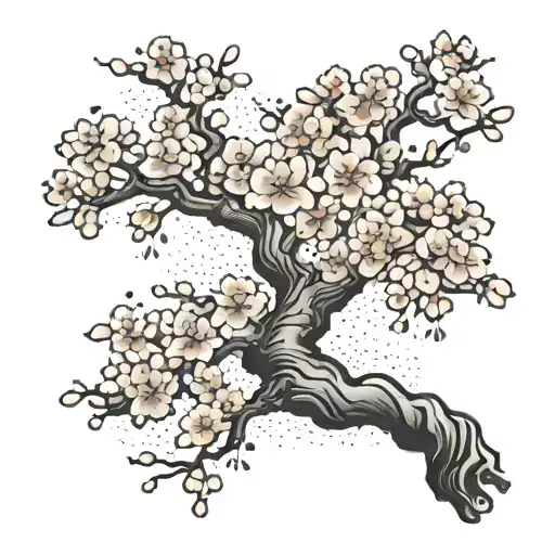 Create a tattoo of a traditional Japanese Sakura tree with a scalpel tattoo design idea