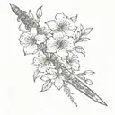 Scalpel and sakura flowers tattoo design idea