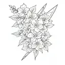 Scalpel and sakura flowers tattoo design idea