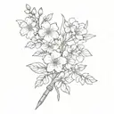 Scalpel and sakura flowers tattoo design idea