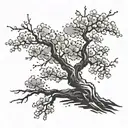 Create a tattoo of a traditional Japanese Sakura tree with a scalpel tattoo design idea