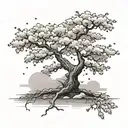 Create a tattoo of a traditional Japanese Sakura tree with a scalpel tattoo design idea