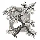 Create a tattoo of a traditional Japanese Sakura tree with a scalpel tattoo design idea