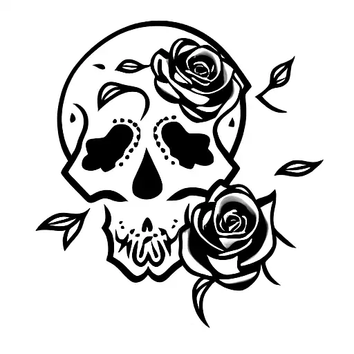 Skull and Roses tattoo design idea
