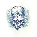 skull wings carpe diem momento mori text tattoo design idea