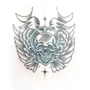 skull wings carpe diem momento mori text tattoo design idea