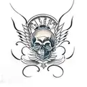 skull wings carpe diem momento mori text tattoo design idea