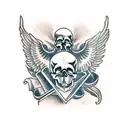 skull wings carpe diem momento mori text tattoo design idea