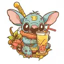 Stitch drinking boba tea tattoo design idea