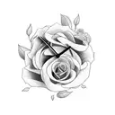 Broken clock with wilted roses  tattoo design idea
