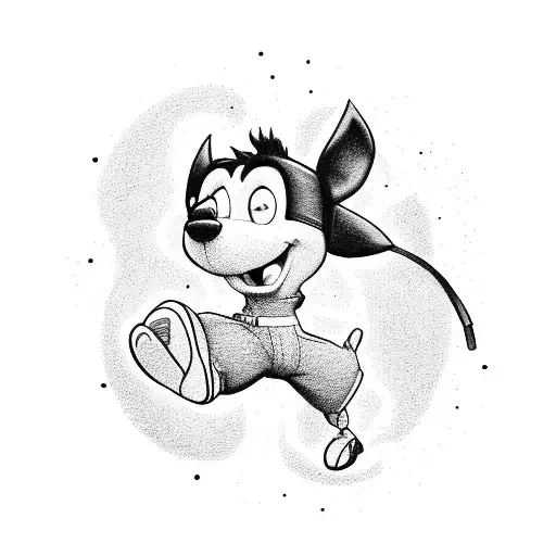 Max dressed as powerline dancing in front of an atom tattoo design idea