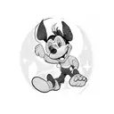 Max Goof dressed as powerline dancing in front of an atom tattoo design idea