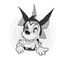Max Goof dressed as powerline dancing in front of an atom tattoo design idea