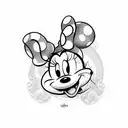 Goofy fingering Minnie Mouse tattoo design idea