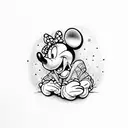 Goofy fingering Minnie Mouse tattoo design idea