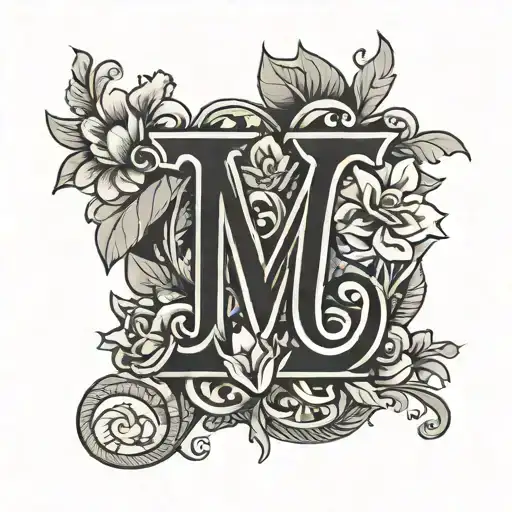 hidden letter J and M inside tattoo design idea