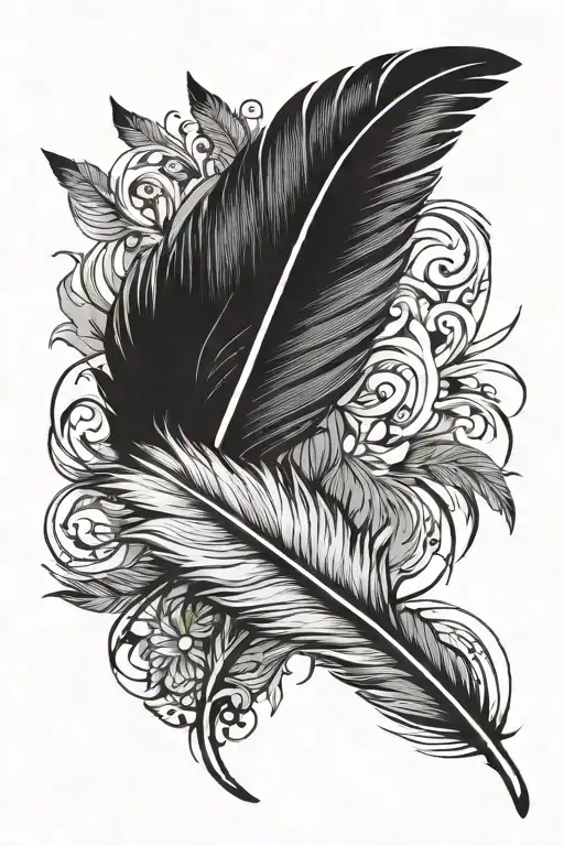 birds and feather feather feather tattoo design idea
