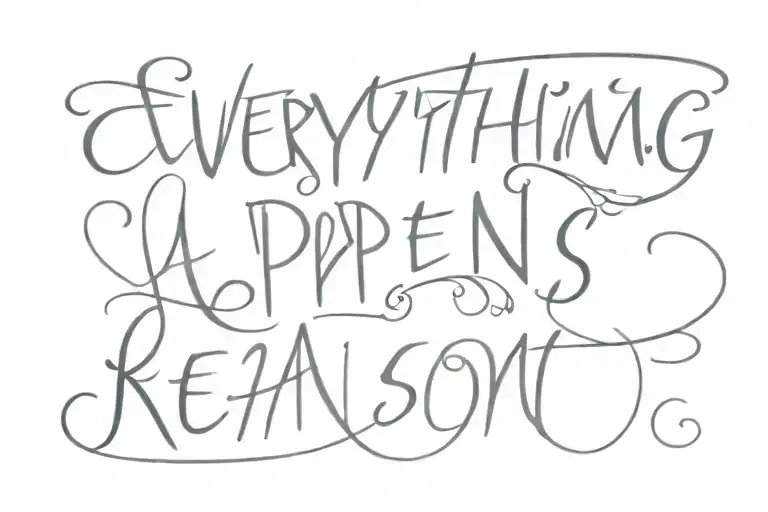 a phrase that says: everything happens for a reason tattoo design idea